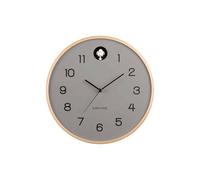 Karlsson Natural Cuckoo Wall Clock Clean modern round face simple easy to read grey white wood green black modern contemporary scandi scandinavian - Mouse Grey