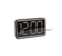 Karlsson New Retro Alarm Clock with Large Digit Display - with Rechargeable USB or Battery Operated (Black)