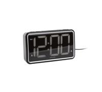 Karlsson New Retro Alarm Clock with Large Digit Display - with Rechargeable USB or Battery Operated (Black)