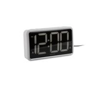 Karlsson New Retro Alarm Clock with Large Digit Display - with Rechargeable USB or Battery Operated (White)