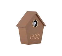 Karlsson Riqueza Cuckoo LED Alarm Clock - Digital Display, Adjustable Alarm Volume, USB Powered, Compact Modern Design (Mocha Brown)