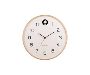 Karlsson [SA2023/12] Cuckoo Natural Birch Wood Wall Clock White