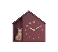 Karlsson Sitting Cat Wall Clock - Burgundy Red Minimalist Modern Cat Design with Hourly Meow Sound - Scandinavian Style Wall Clock - 26 x 29 cm