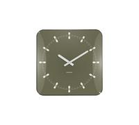 Karlsson Sucinto Dome Square Wall Clock - Modern Minimalist Square Clock with Rounded Corners & Glass Dome - Silent Sweep Movement - 35 x 35 cm (Green)