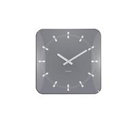 Karlsson Sucinto Dome Square Wall Clock - Modern Minimalist Square Clock with Rounded Corners & Glass Dome - Silent Sweep Movement - 35 x 35 cm (Grey)
