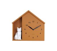 Karlsson Wall clock Siting Cat - Yellow - 25x25x27cm - Rectangle - Plastic - Clocks for Living Room - Office - Bedroom
