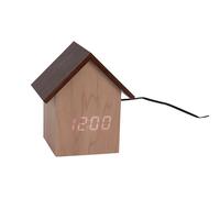 Karlsson Wooden House LED Alarm Clock, Natural, 40 x 40 x 5 cm
