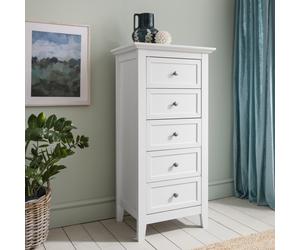Karlstad Chest of Drawers 5 Drawer Tall in Classic White