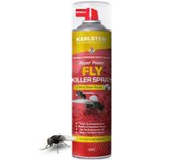 Karlsten Fly Killer Spray 600ml - 5 Metre Hyper Power Nozzle - Ultra-Strong Fly Spray for Home & Outdoor Use - Fast-Acting Aerosol Formula - Instantly Kills Flies