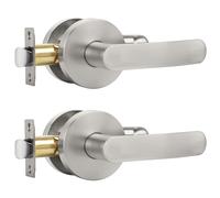 Karlstone 2 Pack Satin Nickel Passage Door Handles,Heavy Duty Interior Passage Locks for Hall and Closet,Satin Nickel Materials for Office/Home Use