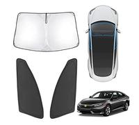 Karltys 3PCS Windshield Sun Shade for 2016-2021 Honda Civic, Front and Side Window Sunshade Custom Fit 10th Gen. Civic, Thick Reflective Sun Visor Cover Protector Blocks Heat UV Rays