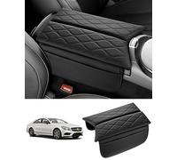 Karltys Center Console Cover for Mercedes Benz E Class 2017-2023 /CLS 2019-2023 Accessories Armrest Cover Pad Genuine Leather Cushion Protector with Phone Holder Storage Pockets