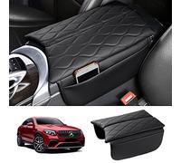 Karltys Compatible with Center Console Cover Mercedes Benz GLC Class 2016-2022 EQC 2019-2023 Accessories Armrest Cover Pad Leather Cushion Protector with Phone Holder Storage Pockets Black