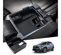 Karltys Compatible with Center Console Organizer Toyota Corolla Cross 2022 2023 2024 Accessories (NOT for Corolla) Middle Console Tray Car Armrest Storage Box Container with Non-Slip Silicone Mats