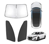 Karltys Compatible with Sunshades Nissan Sentra 2023-2020 Windshield Shade Front Side Windows Sun Blocker Protector Foldable Sun Visor Reflective Polyester Blocks UV & Heat 3PCS