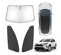 Karltys Compatible with Sunshades Toyota RAV4 2019-2023 Windshield Shade Front Side Windows Sun Blocker Protector Foldable Sun Visor Reflective Polyester Blocks UV & Heat 3PCS
