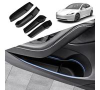 Karltys Door Side Storage Box for Refresh 2024 2025 2026 Tesla Model 3 Highland Accessories, TPE Car Door Side Organizer Tray, Front Rear Slot Pockets Protector with Non-Slip Liner (4PCS)