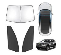 Karltys Sunshade for Jeep Cherokee (KL) 2014-2023 Accessories (Not for Grand Cherokee) Windshield Sun Shade Foldable Front Side Window Cover Thick 210T Car Sun Visor Protector Block Heat & UV 3PCS