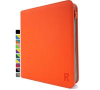 KarlyPro 16 Pocket Trading Card Zip Binder, 1000+ Cards,TD-Tec Album Material, 32 Side-Loading Ringless Pages, Folder for Collectible TCG,MTG and More - Orange&Teal(LE-100)