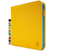 KarlyPro 16 Pocket Trading Card Zip Binder, 1000+ Cards,TD-Tec Album Material, 32 Side-Loading Ringless Pages, Folder for Collectible TCG,MTG and More - Yellow & Ocean Blue(LE-100)