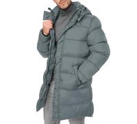 Karlywindow Mens Hooded Puffer Coat Long Warm Winter Jacket Thicken Padded Parka Quilted Down Coat, Grey, X-Large
