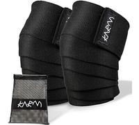 KARM Knee Straps for Weightlifting - Knee Wraps Weightlifting for Squats - Gym Knee Support Straps for Heavy Weight Lifting, Powerlifting, Squatting, Women & Men (Black 198 cm / 78 inches, Carry Bag)
