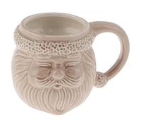 Karma, 18 oz Christmas Mug Ceramic Santa Claus Shaped Coffee Cup - Ceramic Coffee Mugs for Women and Men, Cream