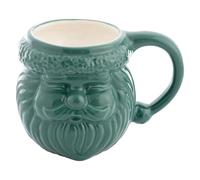 Karma, 18 oz Christmas Mug Ceramic Santa Shaped Coffee Cup - Ceramic Coffee Mugs for Women and Men, Dark Green