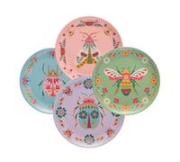 Karma, 7.75 inches Melamine Dessert Plates Set of 4, Reusable Dishwasher Safe Plates for Outdoor and Indoor, Bugs