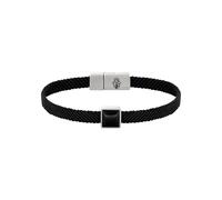 KARMA AND LUCK Black Macrame Onyx Magnetic Bracelet, Stainless Steel Link, Available in Medium and Large, L, Stainless Steel, no gemstone