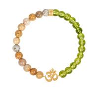 KARMA AND LUCK OM Bracelet Collection - Dreamer at Heart Pearl, Jasper & African Opal, Peaceful Living African Opal, Jasper & Peridot, Mindful Guru Matte Onyx, Jasper & African Opal - 10mm Charm, 6mm