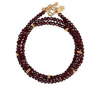 KARMA AND LUCK Spirit of Love - Genuine Garnet Stones 925 Sterling Silver- 18K Gold Plated Wrap Bracelet for Women with Gorgeous Heart Charms. Ready to Gift for Her., 2X wrap bracelet, 925 Sterling