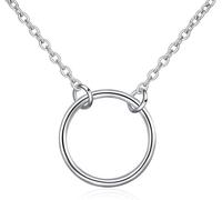 Karma Choker Necklace for Women 925 Sterling Silver Open Circle Choker Necklace Jewelry Gifts (18inch)
