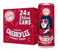 Karma Drinks Cherry Lee - 24 x 250ml Cans - Natural Fizzy Soft Drinks, Fairtrade, Organic & Vegan