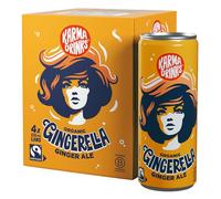 Karma Drinks Gingerella Ginger Ale Fizzy Soft Drink, 4 x 250ml Cans