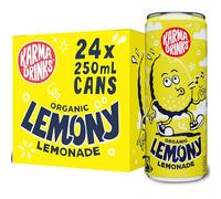 Karma Drinks Lemony Lemonade (24 x 250ml Cans), Natural Ingredients, Fairtrade, Gluten Free, Vegan Friendly, Delicious Soft Drink, Carbonated Fizzy Drink, Organic, No GMO