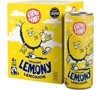 Karma Drinks Lemony Lemonade Flavoured Fizzy Soft Drink, 4 x 250ml Cans