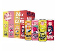 Karma Drinks Mixed Pack 24 x 250ml Cans Lemony, Razza, Cherry Lee & Tropikool, Natural Fizzy Soft Drinks, Fairtrade, Organic & Vegan