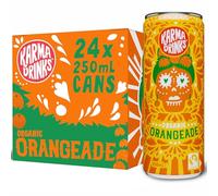 Karma Drinks Orangeade Flavoured Fizzy Soft Drink, 24 x 250ml Cans