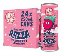 Karma Drinks Razza Raspberry Pink Lemonade - 24 x 250ml Cans - Natural Fizzy Soft Drinks, Fairtrade, Organic & Vegan