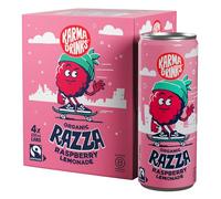 Karma Drinks Razza Raspberry Pink Lemonade - 4 x 250ml Cans - Natural Fizzy Soft Drinks, Fairtrade, Organic & Vegan