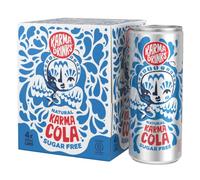 Karma Drinks Sugar Free Karma Cola, 4 x 250ml Cans - Natural Fizzy Soft Drink Made with Real Kola Nuts - Fairtrade, Vegan Cola Multipack
