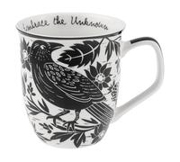 Karma Gifts 14 oz Black and White Boho Mug Raven - Cute Coffee and Tea Mug - Ceramic Coffee Mugs for Women and Men