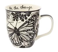 Karma Gifts 16 oz Black and White Boho Mug Butterfly - Cute Coffee and Tea Mug - Ceramic Coffee Mugs for Women and Men