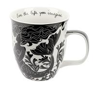 Karma Gifts KA101845 Black and White Mug, Ceramic, Mermaid