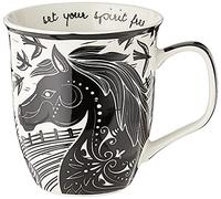 Karma Gifts KA101850 Black and White Mug, Ceramic, Horse