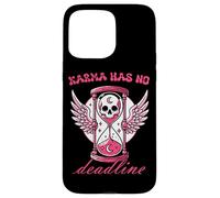 Karma Has No Deadline Gothic Skull Hourglass Case for iPhone 15 Pro Max