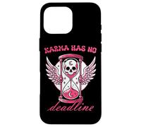 Karma Has No Deadline Gothic Skull Hourglass Case for iPhone 16 Pro Max