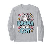 Karma is A Cat Cute Kawaii Cat Meditation Yoga Long Sleeve T-Shirt