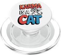 Karma Is A Cat Funny Cartoon Cat Meditation Yoga PopSockets PopGrip for MagSafe